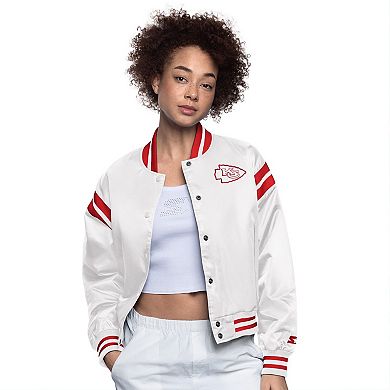 Women's Starter Cream Kansas City Chiefs Full Count Full-Snap Satin Jacket