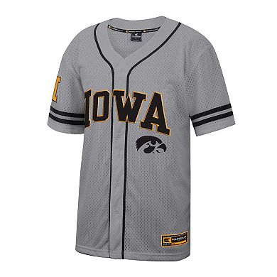 Men's Colosseum Gray Iowa Hawkeyes Free Spirited Baseball Jersey