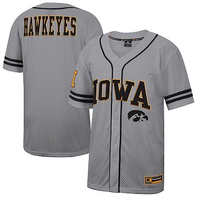 Men's Colosseum Gray Iowa Hawkeyes Free Spirited Baseball Jersey