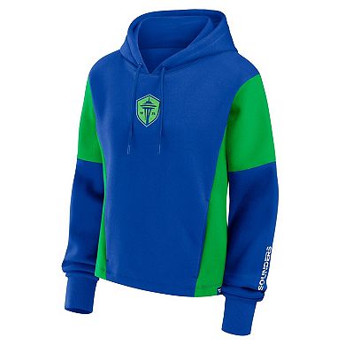 Women's Fanatics Blue Seattle Sounders FC Oversized Legacy Goalkeeper Pullover Hoodie