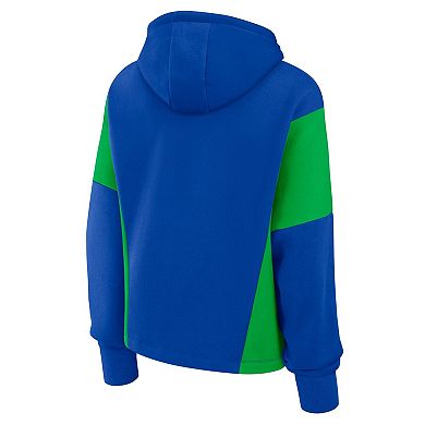 Women's Fanatics Blue Seattle Sounders FC Oversized Legacy Goalkeeper Pullover Hoodie