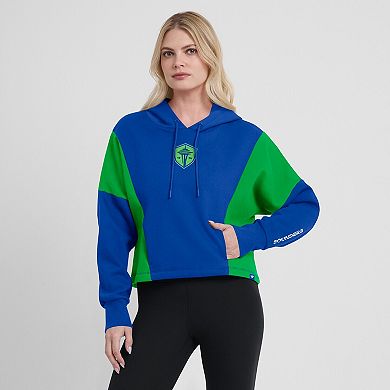 Women's Fanatics Blue Seattle Sounders FC Oversized Legacy Goalkeeper Pullover Hoodie