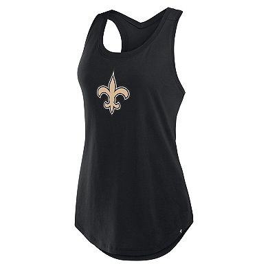 Women's Fanatics Black New Orleans Saints Iron Fan Tank Top