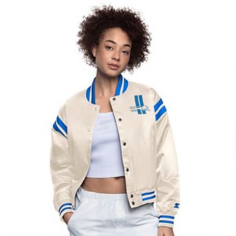 Women's Starter Cream Detroit Lions Full Count Full-Snap Satin Jacket
