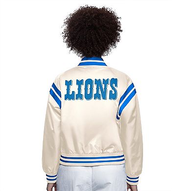 Women's Starter Cream Detroit Lions Full Count Full-Snap Satin Jacket
