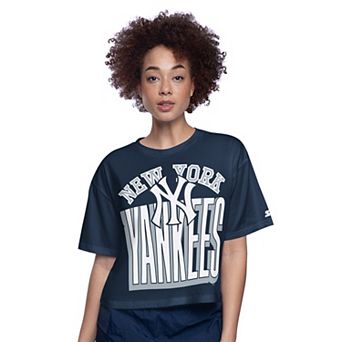 Women's Starter Navy New York Yankees Play the Ball Boxy Cropped T-Shirt