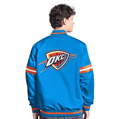 Men's Starter Blue/Orange Oklahoma City Thunder Scout Full Snap Varsity Jacket