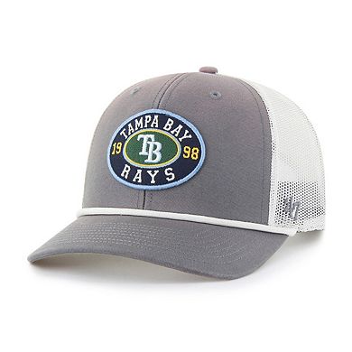 Men's '47 Gray/White Tampa Bay Rays Tide Sweep Rope Trucker Adjustable Hat