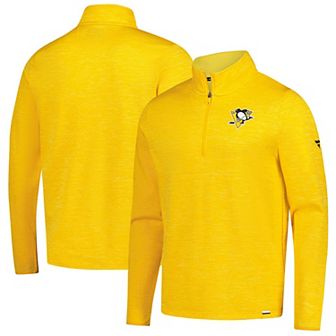 Men's Fanatics Heather Gold Pittsburgh Penguins Authentic Pro Lightweight Quarter-Zip Pullover