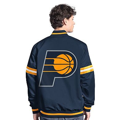 Men's Starter Navy/Gold Indiana Pacers Scout Full Snap Varsity Jacket