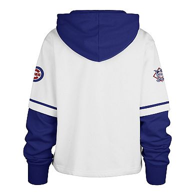 Women's '47 White Chicago Cubs Trifecta Shortstop Cropped Pullover Hoodie