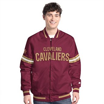 Men's Starter Wine/Gold Cleveland Cavaliers Scout Full Snap Varsity Jacket