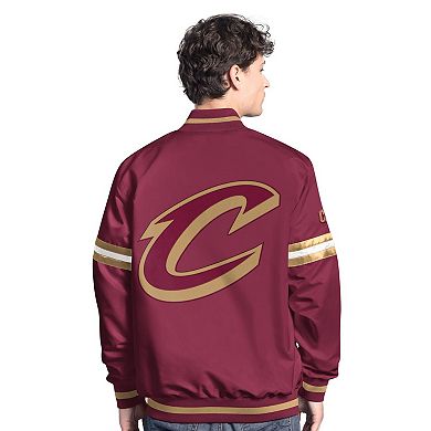 Men's Starter Wine/Gold Cleveland Cavaliers Scout Full Snap Varsity Jacket