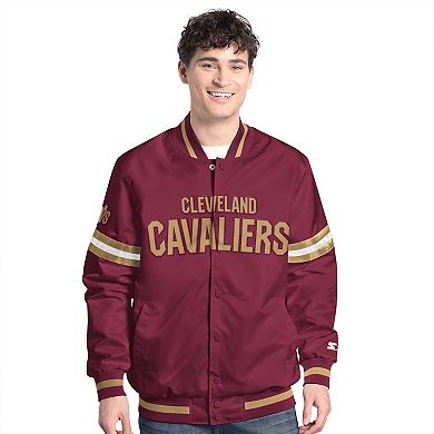 Men's Starter Wine/Gold Cleveland Cavaliers Scout Full Snap Varsity Jacket