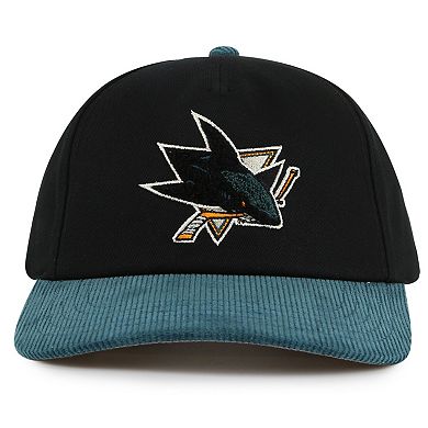 Men's American Needle Black/Teal San Jose Sharks Burnett Adjustable Hat