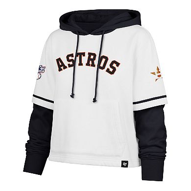 Women's '47 White Houston Astros Trifecta Shortstop Cropped Pullover Hoodie