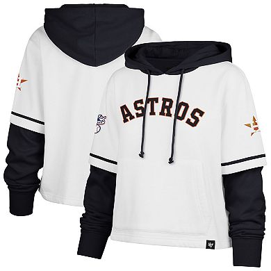 Women's '47 White Houston Astros Trifecta Shortstop Cropped Pullover Hoodie