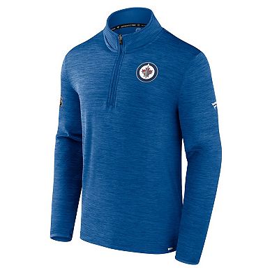 Men's Fanatics Heather Blue Winnipeg Jets Authentic Pro Lightweight Quarter-Zip Pullover