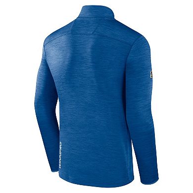 Men's Fanatics Heather Blue Winnipeg Jets Authentic Pro Lightweight Quarter-Zip Pullover