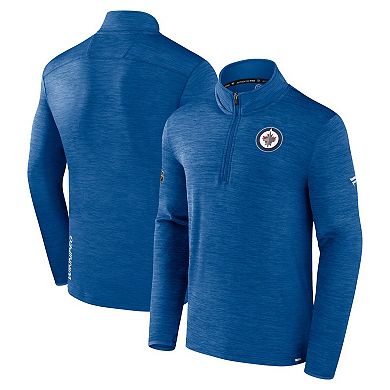 Men's Fanatics Heather Blue Winnipeg Jets Authentic Pro Lightweight Quarter-Zip Pullover