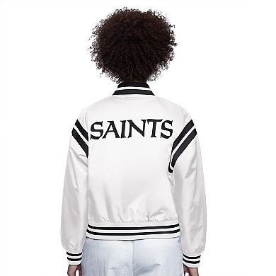 Women's Starter Cream New Orleans Saints Full Count Full-Snap Satin Jacket