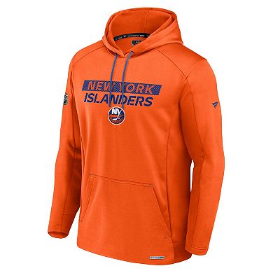 Men's Fanatics Orange New York Islanders Authentic Pro Rink Fleece Pullover Hoodie