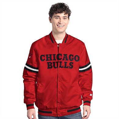 Men's Starter Red/Black Chicago Bulls Scout Full Snap Varsity Jacket