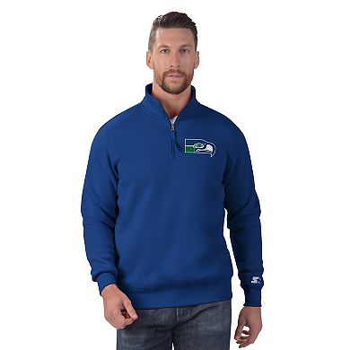 Men's Starter Royal Seattle Seahawks Classic Quarter-Zip Pullover Sweatshirt