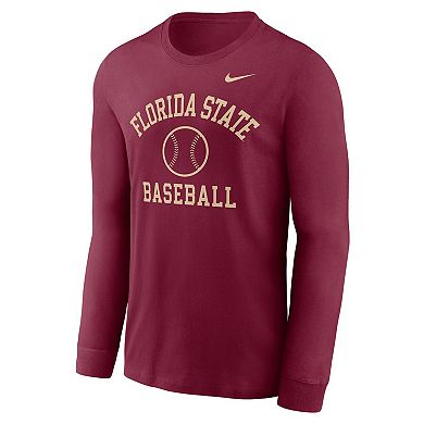 Men's Nike Garnet Florida State Seminoles Essential Baseball Arch Long Sleeve T-Shirt