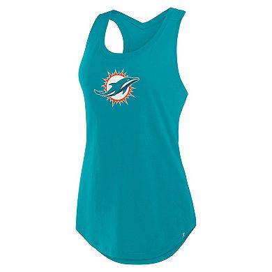 Women's Fanatics Aqua Miami Dolphins Iron Fan Tank Top