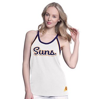Women's G-III 4Her by Carl Banks White Phoenix Suns Curveball Racerback Tank Top