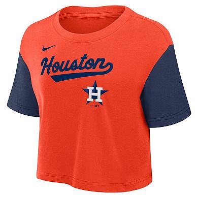 Women's Nike Orange/Navy Houston Astros Script Cropped Performance T-Shirt