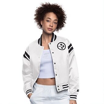 Women's Starter Cream Pittsburgh Steelers Full Count Full-Snap Satin Jacket