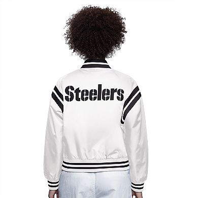 Women's Starter Cream Pittsburgh Steelers Full Count Full-Snap Satin Jacket