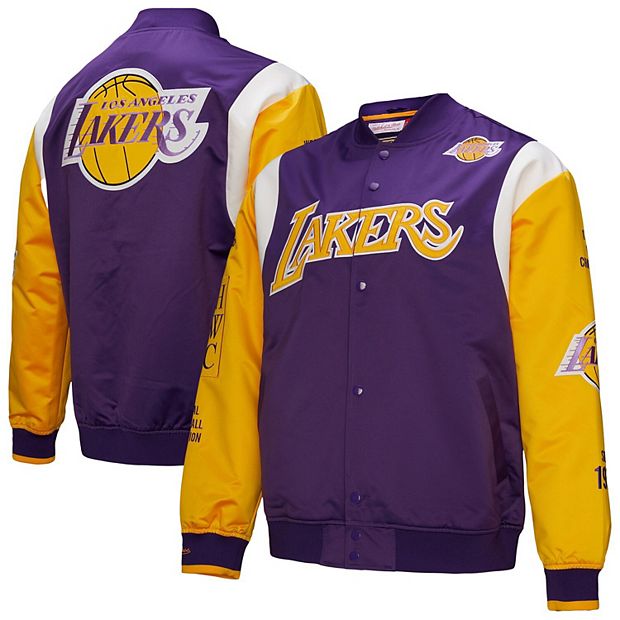 Mitchell & Ness Los Angeles Lakers スタジャン LA Lakers M&N Lightweight Satin Jacket Black - The Locker Room of