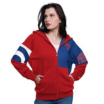 Women's Starter Red/Royal Philadelphia Phillies Curve Ball Full Zip Hoodie Sweatshirt