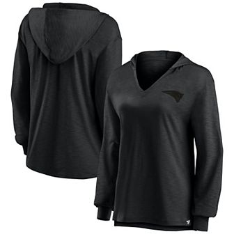 Women's Fanatics  New England Patriots Blackout Slub Hoodie V-Neck Long Sleeve T-Shirt