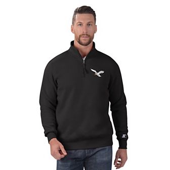 Men's Starter Black Philadelphia Eagles Classic Quarter-Zip Pullover Sweatshirt