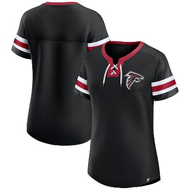 Women's�Fanatics Black Atlanta Falcons Lace-Up Bling T-Shirt