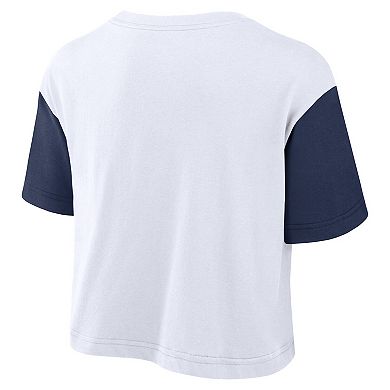 Women's Nike White/Navy New York Yankees Script Cropped Performance T-Shirt