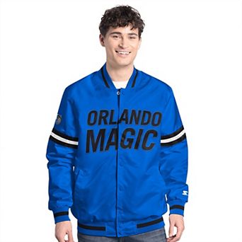 Men's Starter Blue/Black Orlando Magic Scout Full Snap Varsity Jacket