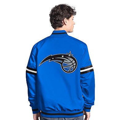 Men's Starter Blue/Black Orlando Magic Scout Full Snap Varsity Jacket