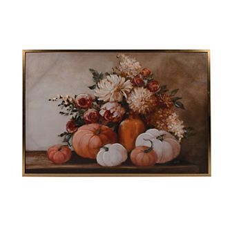 Pumpkin Floral Framed Canvas Wall Art