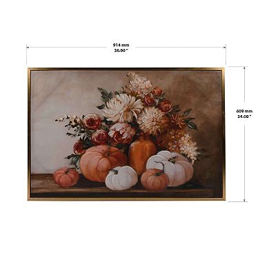 Pumpkin Floral Framed Canvas Wall Art