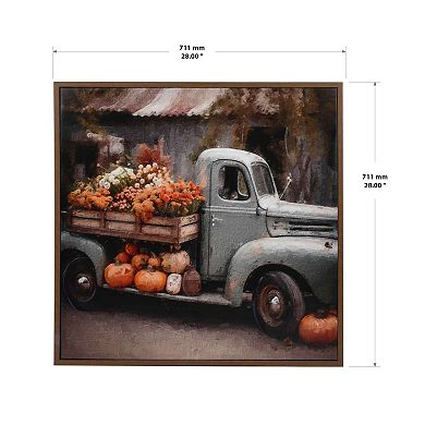 Fall Truck Framed Canvas Wall Decor