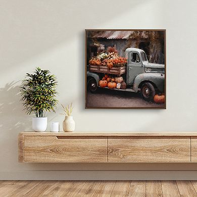 Fall Truck Framed Canvas Wall Decor