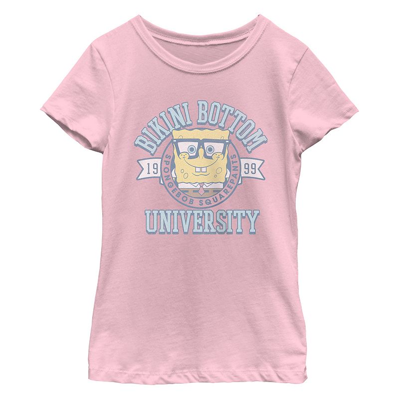Girls 7-16 Nickelodeon SpongeBob SquarePants Bikini Botton University 1999 Graphic Tee, Girl's, Size: Medium, Pink