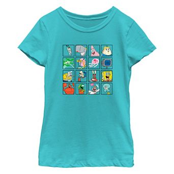Girls 7-16 Nickelodeon SpongeBob SquarePants Bikini Bottom Team Character Squares Graphic Tee