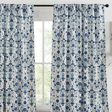 HLC.ME Clara Floral Back Tab Rod Pocket Curtains - Light Filtering Darkening Window Panels, Pair