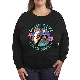 Disney's Aladdin Jasmine Plus Size Need Saving French Terry Long Sleeve Tee